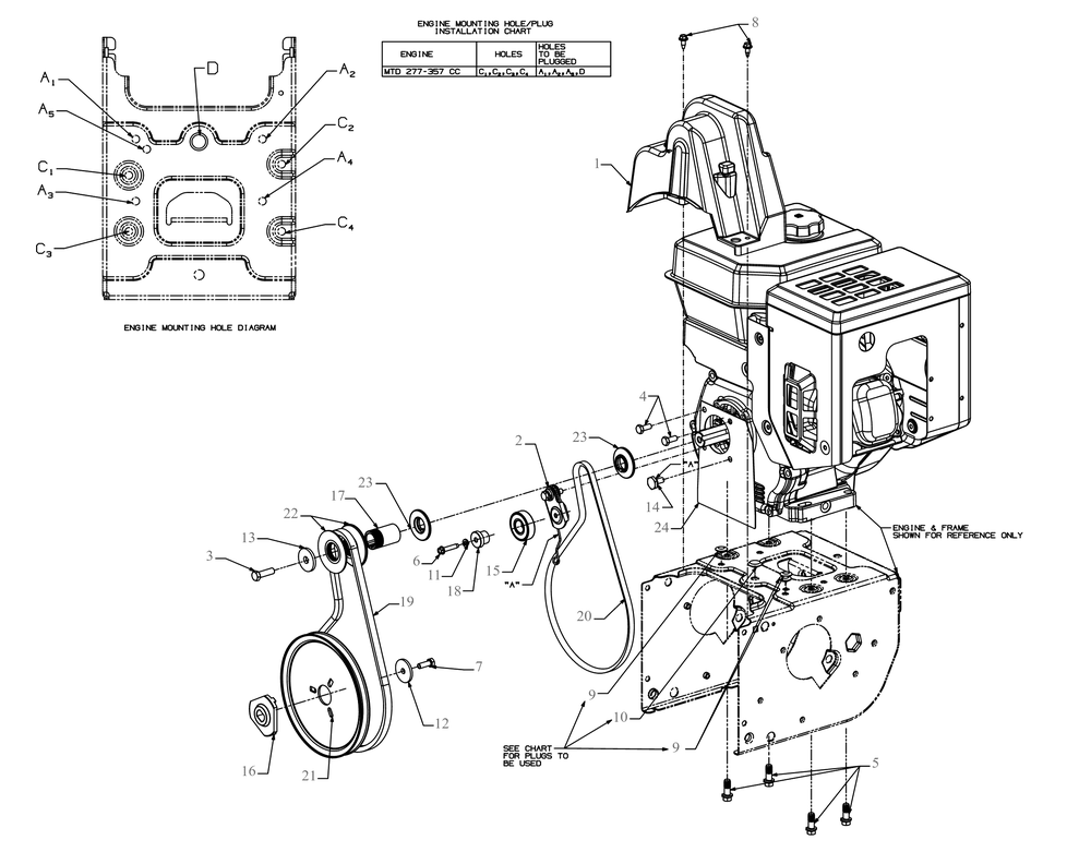 Engine Drive Diagram and Parts List for 3X28-INCH (31AH5DVB710)(2019) Cub Cadet Snow Blower
